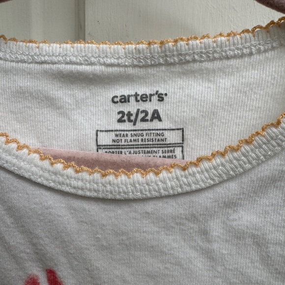 Carter's 2T White and Red Never Ever Crabby Bedtime Short Sleeve Pajama Top - Picture 4 of 5